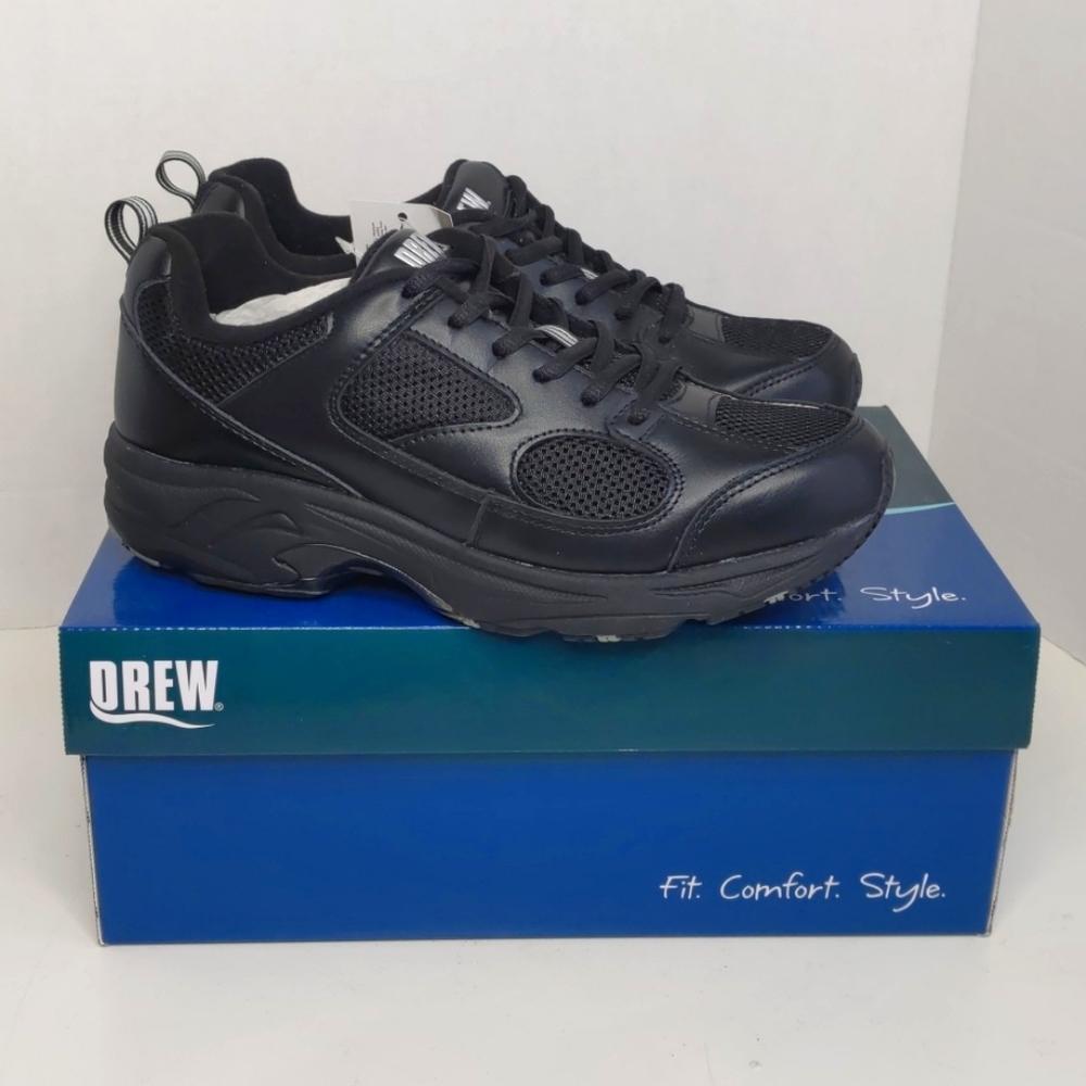 NEW IN BOX!!  Drew Orthopedic diabetic sneakers black FLASH 9.5 N